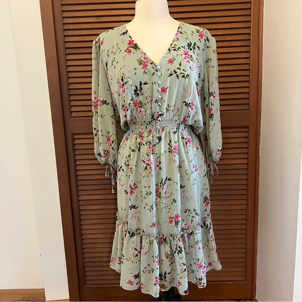 Taylor Dresses green floral chiffon dress 22W plus size NWT - Picture 2 of 15
